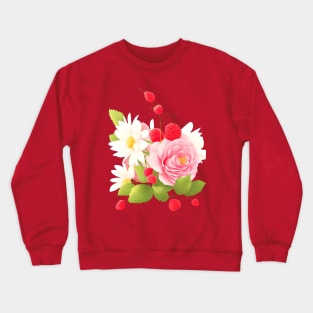 Raspberry and flowers Crewneck Sweatshirt